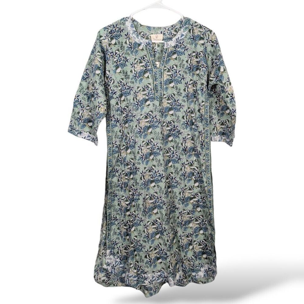NWT Anokhi Tunic S straight Cut Floral Split Side‎